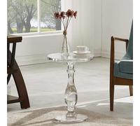 KK-GGL Table basse ronde en acrylique, table de nuit moderne transparente pour chambre à coucher, petite table d'appoint transparente, table d'affichage multifonctionnelle pour décoration d'intérieur