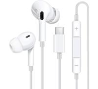 KK KENIK Écouteurs intra-auriculaires de type C compatibles avec iPhone 16/16 Pro/16 Plus/16 Pro Max/15/15 Pro Max, écouteurs filaires, écouteurs intra-auriculaires avec interface USB de type C (blanc