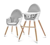 kk Kinderkraft Chaise Haute Bébé Fini, 2en1, Évolutive, Réglable, Lavable, Gris, 1 Unité