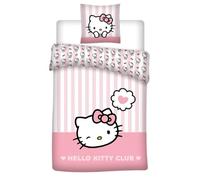 KK SHOPPING Versandhandel Klaus Kolodzie Hello Kitty Club Parure de lit réversible 100 % coton renforcé avec taie d'oreiller 80 x 80 cm et housse de couette 135 x 200 cm avec fermeture éclair