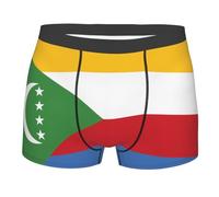 KKAFGBV Boxer Homme Drapeau des Comores Imprimé - Ultra Respirant, Anti-Roll-Up, Confortable Taille Elastique, Noir , XL