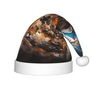 KKAFGBV Chapeaux de Noël imprimés Rugby on Fire pour enfants, parfaits pour le Nouvel An, les vacances, la maison et les fournitures de fête