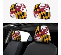 KKAFGBV Housses d'appui-tête de voiture imprimées avec drapeau de l'État du Maryland - Réutilisables et flexibles, adaptées à la plupart des modèles de voiture
