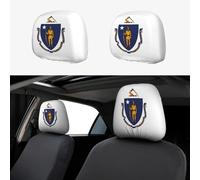 KKAFGBV Housses d'appui-tête de voiture imprimées avec drapeau de l'État du Massachusetts - Réutilisables et flexibles, adaptées à la plupart des modèles de voiture