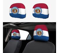 KKAFGBV Housses d'appui-tête de voiture imprimées avec drapeau de l'État du Missouri - Réutilisables et flexibles, adaptées à la plupart des modèles de voiture