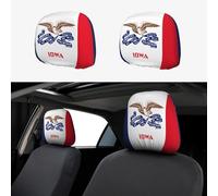 KKAFGBV Housses d'appui-tête de voiture imprimées drapeau de l'État de l'Iowa - Réutilisables et flexibles, adaptées à la plupart des modèles de voiture