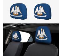 KKAFGBV Housses d'appui-tête de voiture imprimées drapeau de l'État de Louisiane - Réutilisables et flexibles, adaptées à la plupart des modèles de voiture