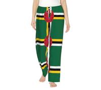 KKAFGBV Pantalon de pyjama imprimé drapeau du Commonwealth de la Dominique pour femme - Pantalon de survêtement tricoté respirant pour des nuits relaxantes, parfait pour la maison, blanc, M