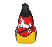 KKAFGBV Sac à bandoulière pour homme avec drapeau de la Basse-Saxe - Design double poche, unisexe, adapté pour la course à pied, les voyages, Drapeau de Basse-Saxe, Taille unique