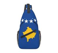 KKAFGBV Sac à bandoulière pour homme avec drapeau de la Basse-Saxe - Design double poche, unisexe, adapté pour la course à pied, les voyages, Drapeau du Kosovo, Taille unique