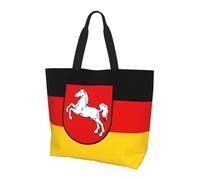 KKAFGBV Sac à main élégant et luxueux avec drapeau de Basse-Saxe imprimé - Grande capacité, léger et pliable, Drapeau de Basse-Saxe, Taille unique