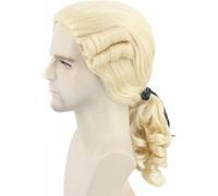 Kkahq-Perruque Baroque, Perruque Blanche/Blonde Pour Homme Femme Perruque Marquis Avec Ruban Noir Et Bouclettes Halloween Cosplay Déguisements Noble Perruque (Blonde)