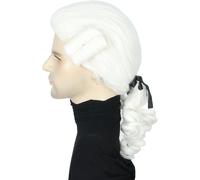 Kkahq-Perruque Baroque, Perruque Blanche/Blonde Pour Homme Femme Perruque Marquis Avec Ruban Noir Et Bouclettes Halloween Cosplay Déguisements Noble Perruque (Blanc)