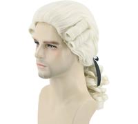 Kkahq-Perruque Baroque, Perruque Blanche/Blonde Pour Homme Femme Perruque Marquis Avec Ruban Noir Et Bouclettes Halloween Cosplay Déguisements Noble Perruque (Beige)