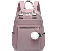 KKAHQ-Sac à Dos Femme avec Pompon Sac à Dos Ordinateur Portable 14 Pouces Impermeable Sac D'école Léger Tendance Sac a Dos PC Portable pour Loisir Scolaire Voyage Rose Rose