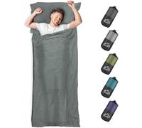 KKAHQ-Sac de Couchage cabane 2-en-1 en Microfibre avec Fermeture éclair intégrale, Compartiment pour Oreiller, Les auberges et Les cabanes de Montagne, 95x220 cm