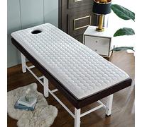 KKCD Blanc,60x190cm,Matelas De Lit De Beauté De 3cm avec Tête Carrée Table De Massage Lit À Cils Surmatelas Mousse À Mémoire De Forme Drap De Lit De Spa Pliable avec Trou De Respiration