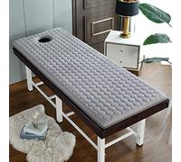KKCD Gris,60x180cm,Matelas De Lit De Beauté De 3cm avec Tête Carrée Table De Massage Lit À Cils Surmatelas Mousse À Mémoire De Forme Drap De Lit De Spa Pliable avec Trou De Respiration