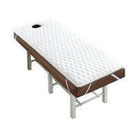 KKCD Surmatelas De Lit Trapézoïdal De 3cm D'épaisseur Couvre-Matelas pour Table De Massage Facial avec Trou Matelas en Mousse À Mémoire De Forme pour Lit Spa Antidérapante,Blanc,70x180cm