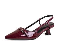 KKdhsfy Femmes Slingback Kitten Heels Bout Fermé Pointu Boucle Sangle Stiletto Sandales Mariage Travail Escarpins,Rouge,36 EU
