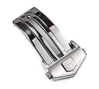 KKFAUS Fermoir déployant en acier inoxydable massif pour bracelet de montre Tag Heuer Noir 20 mm, Argenté., 18mm