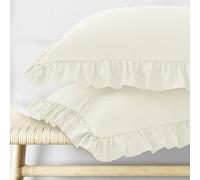 KKJIAF Lot de 2 taies d'oreiller à volants pour grand lit, beige