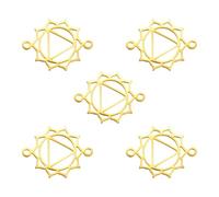 kkjoy 5Pcs Breloques de 7 Chakra pour la Bijouterie et l'Artisanat, Or Pendentifs en Acier Inoxydable pour Fabriquer Collier Boucles d'Oreilles Bracelet (Chakra du plexus solaire)