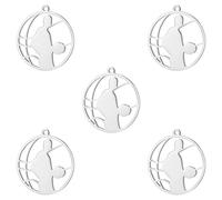 kkjoy 5Pcs Breloques de Basket-ball pour la Bijouterie et l'Artisanat, Pendentifs en Acier Inoxydable pour Fabriquer Collier Boucles d'Oreilles Bracelet(Modèle 2, Argent)
