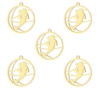 kkjoy 5Pcs Breloques de Basket-ball pour la Bijouterie et l'Artisanat, Pendentifs en Acier Inoxydable pour Fabriquer Collier Boucles d'Oreilles Bracelet(Modèle 7, Or)