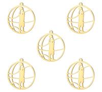 kkjoy 5Pcs Breloques de Basket-ball pour la Bijouterie et l'Artisanat, Pendentifs en Acier Inoxydable pour Fabriquer Collier Boucles d'Oreilles Bracelet(Modèle 9, Or)