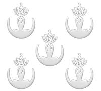 kkjoy 5Pcs Breloques de Fleur de Lotus pour la Bijouterie et l'Artisanat, Pendentifs en Acier Inoxydable pour Fabriquer Collier Boucles d'Oreilles Bracele (Modèle 11)