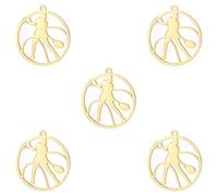 kkjoy 5Pcs Breloques de Tennis pour la Bijouterie et l'Artisanat, Pendentifs en Acier Inoxydable pour Fabriquer Collier Boucles d'Oreilles Bracelet(Modèle 1, Or)