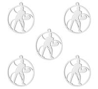 kkjoy 5Pcs Breloques de Tennis pour la Bijouterie et l'Artisanat, Pendentifs en Acier Inoxydable pour Fabriquer Collier Boucles d'Oreilles Bracelet(Modèle 1, Argent)