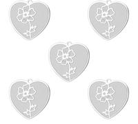 kkjoy 5Pcs Breloques Fleur de Naissance pour la Bijouterie et l'Artisanat, Pendentifs en Acier Inoxydable pour Fabriquer Collier Boucles d'Oreilles(Série 2) (10-Oct-Cosmos-Forme de Coeur)