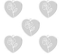 kkjoy 5Pcs Breloques Fleur de Naissance pour la Bijouterie et l'Artisanat, Pendentifs en Acier Inoxydable pour Fabriquer Collier Boucles d'Oreilles(Série 2) (06-Juin-Rose-Forme de Coeur)