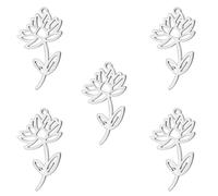 kkjoy 5Pcs Breloques Fleur de Naissance pour la Bijouterie et l'Artisanat, Pendentifs en Acier Inoxydable pour Fabriquer Collier Boucles d'Oreilles(Série 2) (07-Juil-Nénuphar)