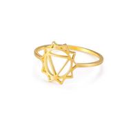 kkjoy Bague 7 Chakras en Acier Inoxydable Anneau de Yoga Énergie Guérison Spirituelle Bijoux de Méditation pour Femmes(Chakra du Plexus Solaire, Or, Diamètre 20 mm)