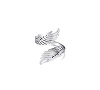 kkjoy Bague Ailes d'Ange en Acier Inoxydable Anneaux Ajustables Ailes d'Ange Gardien Bague de Doigt Ouverte Bijoux de Mode Cadeau Mémorial pour Femme Homme