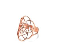kkjoy Bague Ajourée de Fleur de Vie Incomplète en Acier Inoxydable Bague de Promesse Réglable Bijoux de Cadeau pour Femme Filles