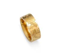 kkjoy Bague Baleine des Mers en Acier Inoxydable Anneau Larges Bandes de Vie Marine Bijoux pour Femmes Hommes Amoureux des Animaux Marins(Or, Diamètre 18 mm)