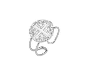 kkjoy Bague Croix de Jérusalem Réglable Anneau Croisés Croix à Cinq Branche