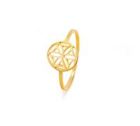 kkjoy Bague Fleur de Vie en Acier Inoxydable Anneau de Promesse Mandala Fleurs Éternelles Géométrie Sacrée Bijoux pour Femmes(Modèle 5, Or, Diamètre 17 mm)