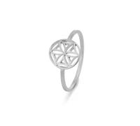 kkjoy Bague Fleur de Vie en Acier Inoxydable Anneau de Promesse Mandala Fleurs Éternelles Géométrie Sacrée Bijoux pour Femmes(Modèle 5, Argent, Diamètre 18 mm)