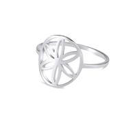 kkjoy Bague Fleur de Vie en Acier Inoxydable Anneau de Promesse Mandala Fleurs Éternelles Géométrie Sacrée Bijoux pour Femmes(Modèle 1, Argent, Diamètre 17 mm)