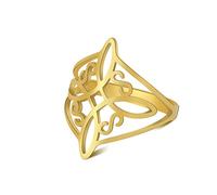 KKJOY Bague Nœud de Sorcière Ajouré en Acier Inoxydable Symbole Magique Nœud Celtique à 4 Pointes Bague Amulette Sorcellerie pour Femme Fille