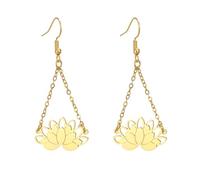 KKJOY Boucles d'oreilles à Pendentifs de Fleur de Lotus en Acier Inoxydable Bijoux Inspiration Bouddhisme Yoga Symbole pour Femmes Charmantes (Or)