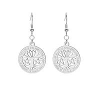 KKJOY Boucles d'oreilles Arbre de Vie Pentagramme en Cristal Acier Inoxydable Pendentif Arbre Généalogique Bijoux Spirituels Inspirés de la Nature pour Femmes Charmantes Dames(Argent)