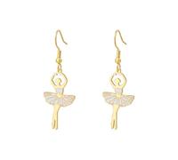 KKJOY Boucles d'oreilles de Ballerine en Acier Inoxydable Or Pendentif de Danseur de Ballet Bijoux de Récital pour Femmes Amatrices de Danse (Modèle 7)