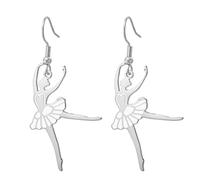 KKJOY Boucles d'oreilles de Ballerine en Acier Inoxydable Pendentif de Danseur de Ballet Bijoux de Récital pour Femmes Amatrices de Danse (Modèle 2)