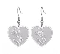 KKJOY Boucles d'oreilles de Fleur d'anniversaire en Acier Inoxydable Pendentif de Fleur de Naissance Bijoux pour Femmes Charmantes(09-Sep-Gloire du Matin-Forme de Coeur)